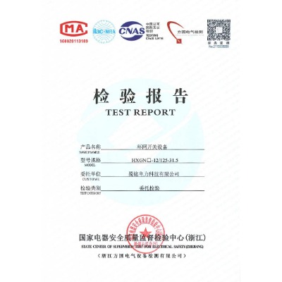 HXGN□-12/125-31.5環(huán)網(wǎng)開關(guān)設(shè)備檢驗(yàn)報(bào)告