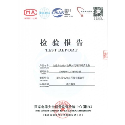 SMRM6-12(V)/630-25全絕緣全密封金屬封閉環(huán)網(wǎng)開關(guān)設(shè)備檢驗(yàn)報(bào)告